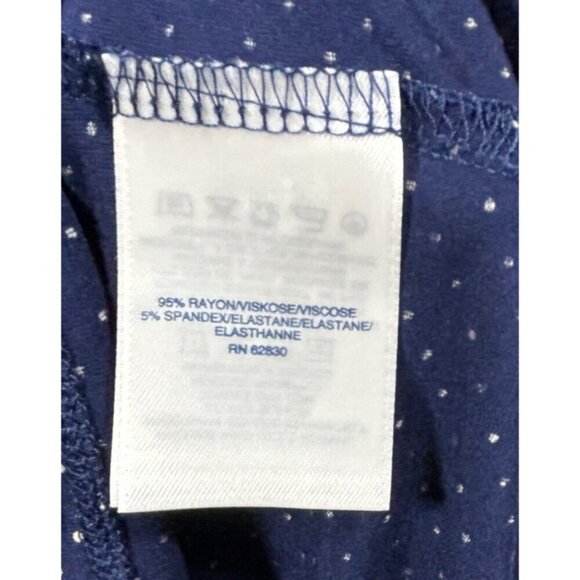 Lands End‎ Womens Polka Dot Long Sleeve Blouse Navy Blue Size L - Picture 5 of 6